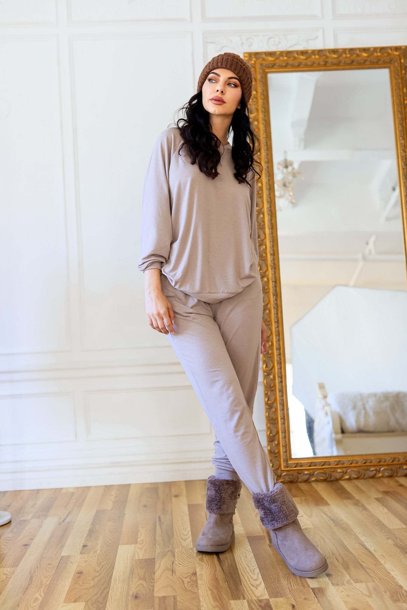 The ALL Day “Me Time” Cozy Lounge Set in Ash Mocha