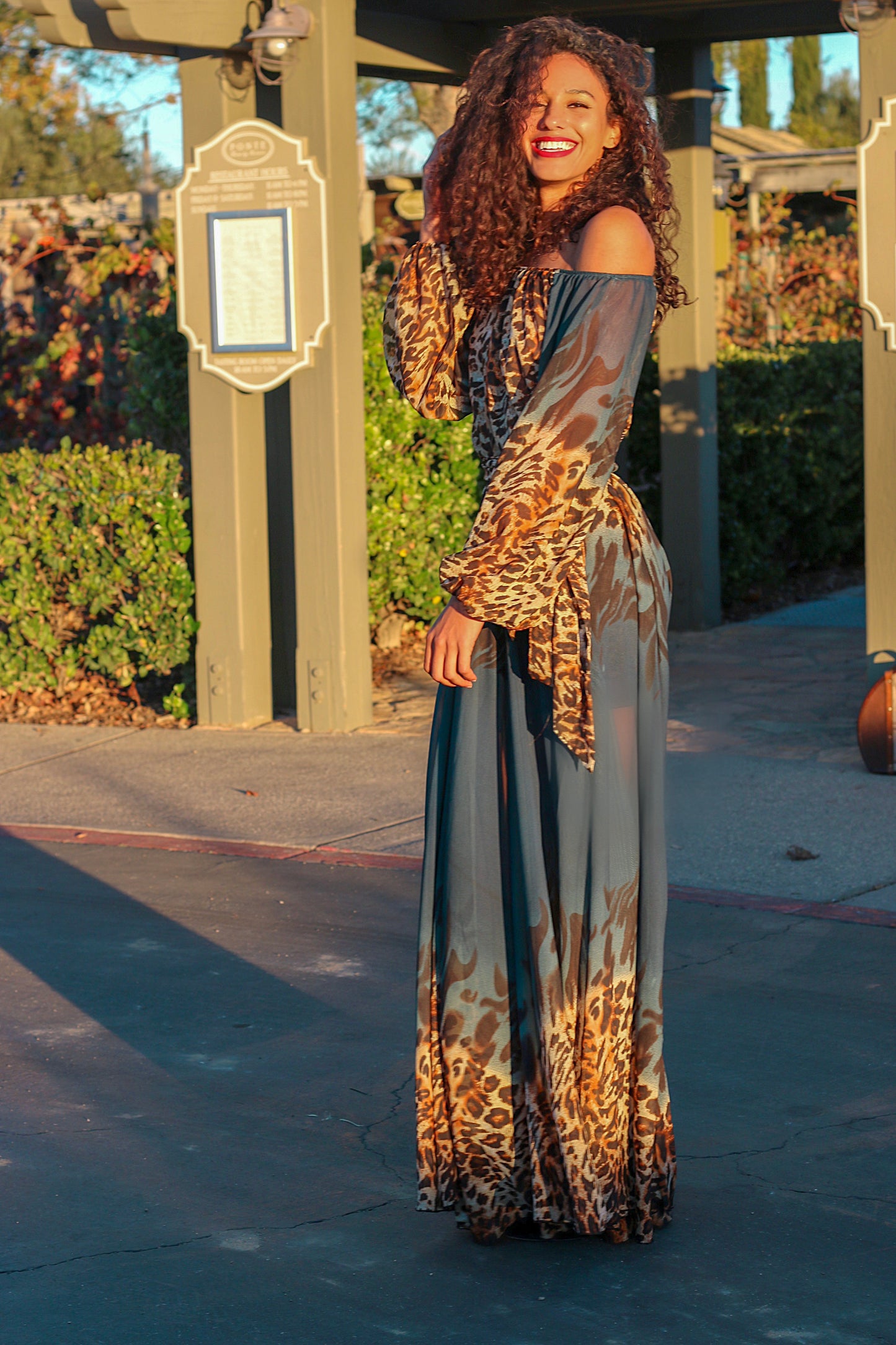 Off The Shoulder Leopard Print Dress with Long Sleeves: Run Wild
