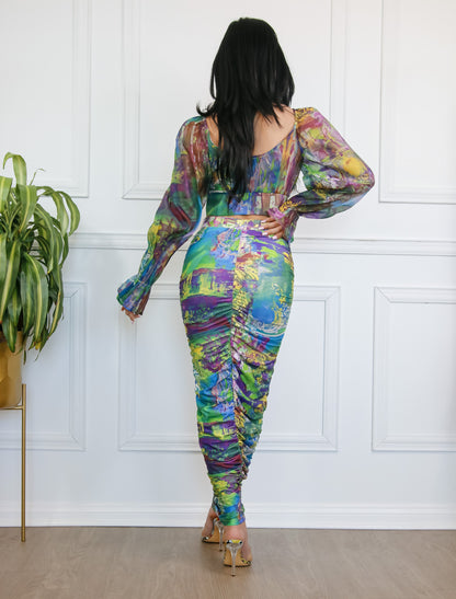 Pencil Skirt and Top Set: League of My Own High Waisted Ruched