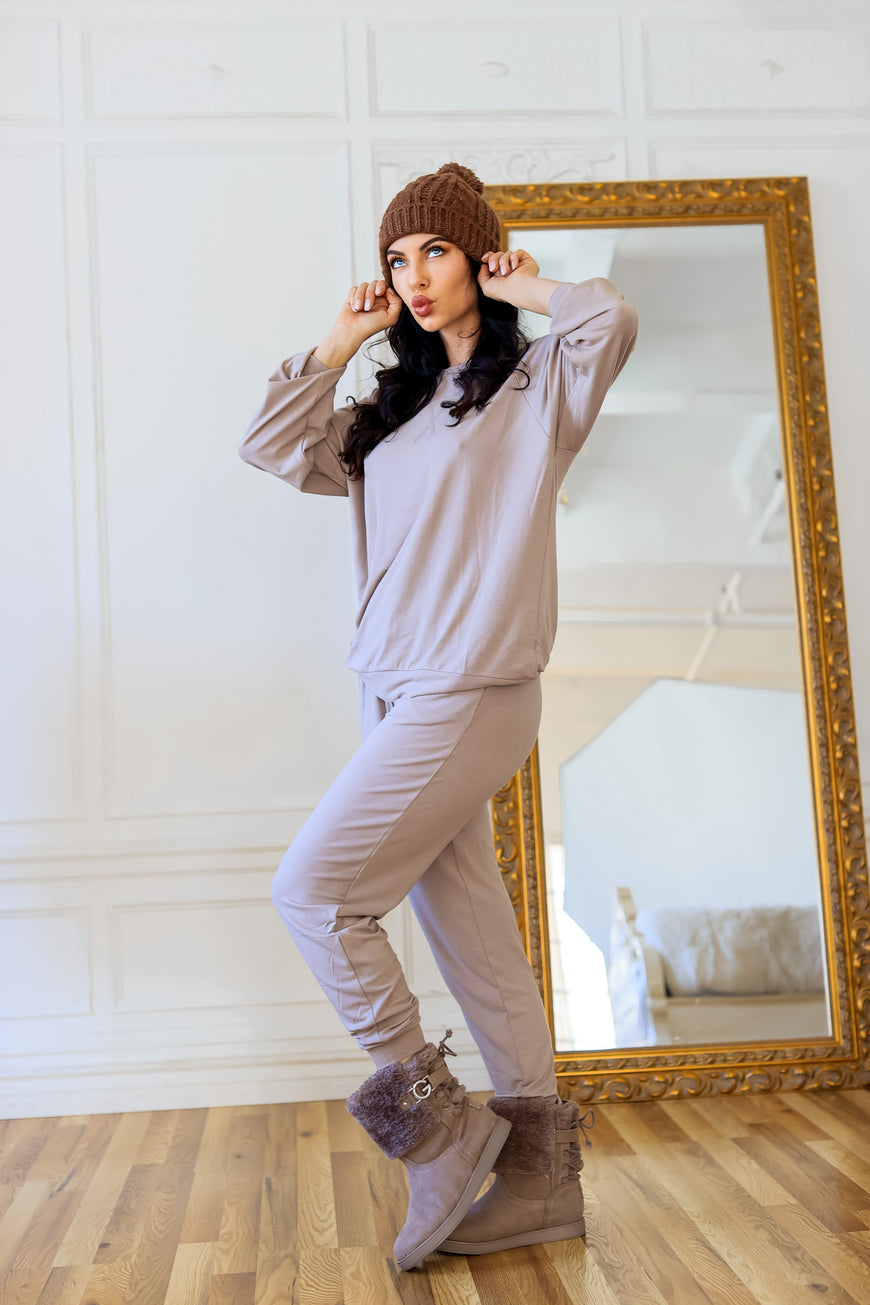 The ALL Day “Me Time” Cozy Lounge Set in Ash Mocha