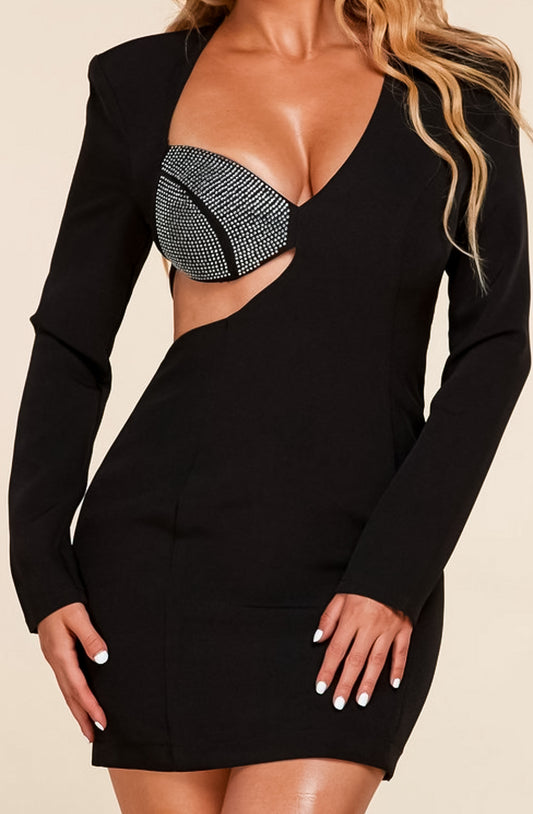 Tuxedo Mini Dress: Trophy Wife Lavish Cocktail in Black