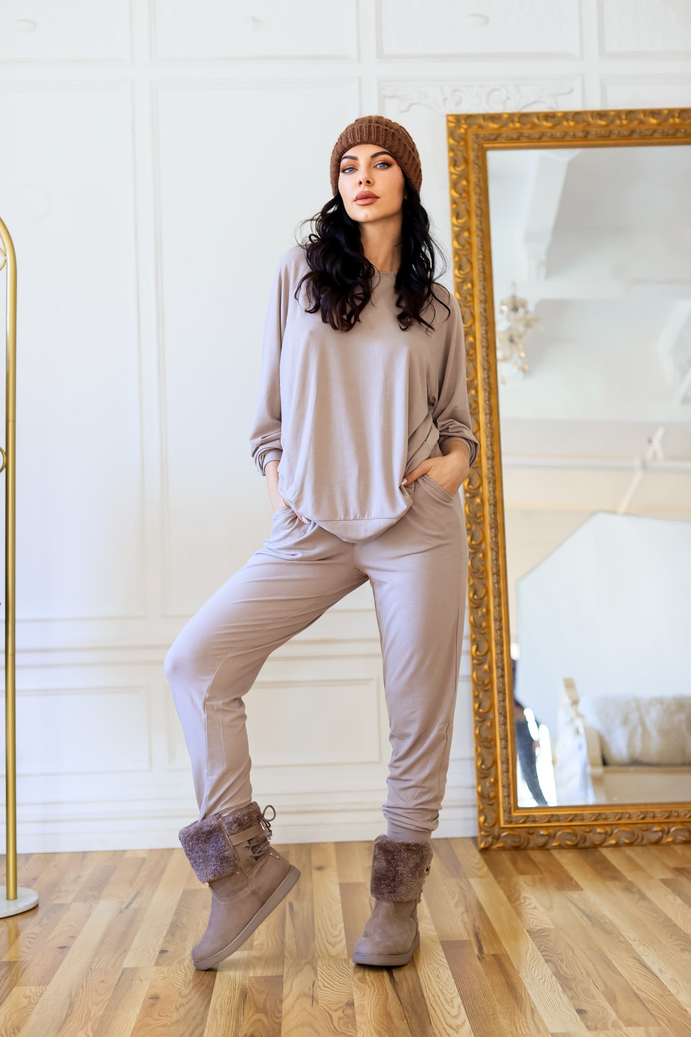 The ALL Day “Me Time” Cozy Lounge Set in Ash Mocha