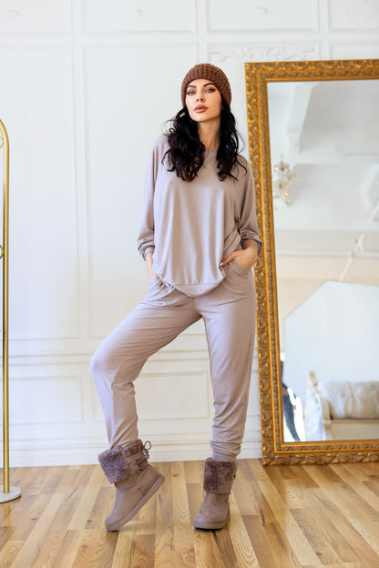 The ALL Day “Me Time” Cozy Lounge Set in Ash Mocha