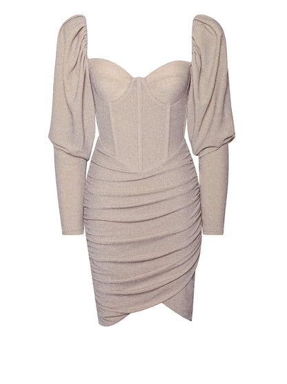 Ruched Corset Mini Dress: Your Highness in Cream