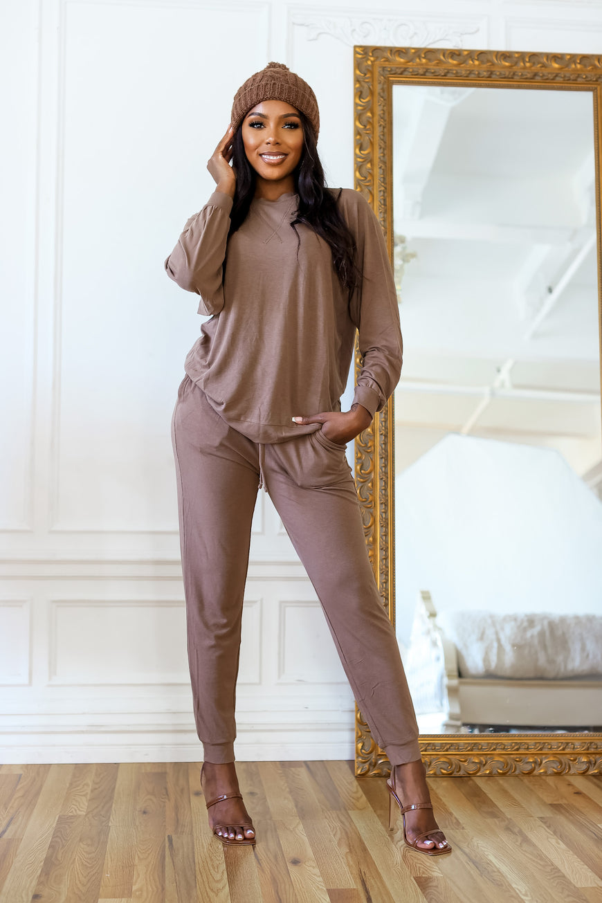 The ALL Day “Me Time” Cozy Lounge Set in Mocha