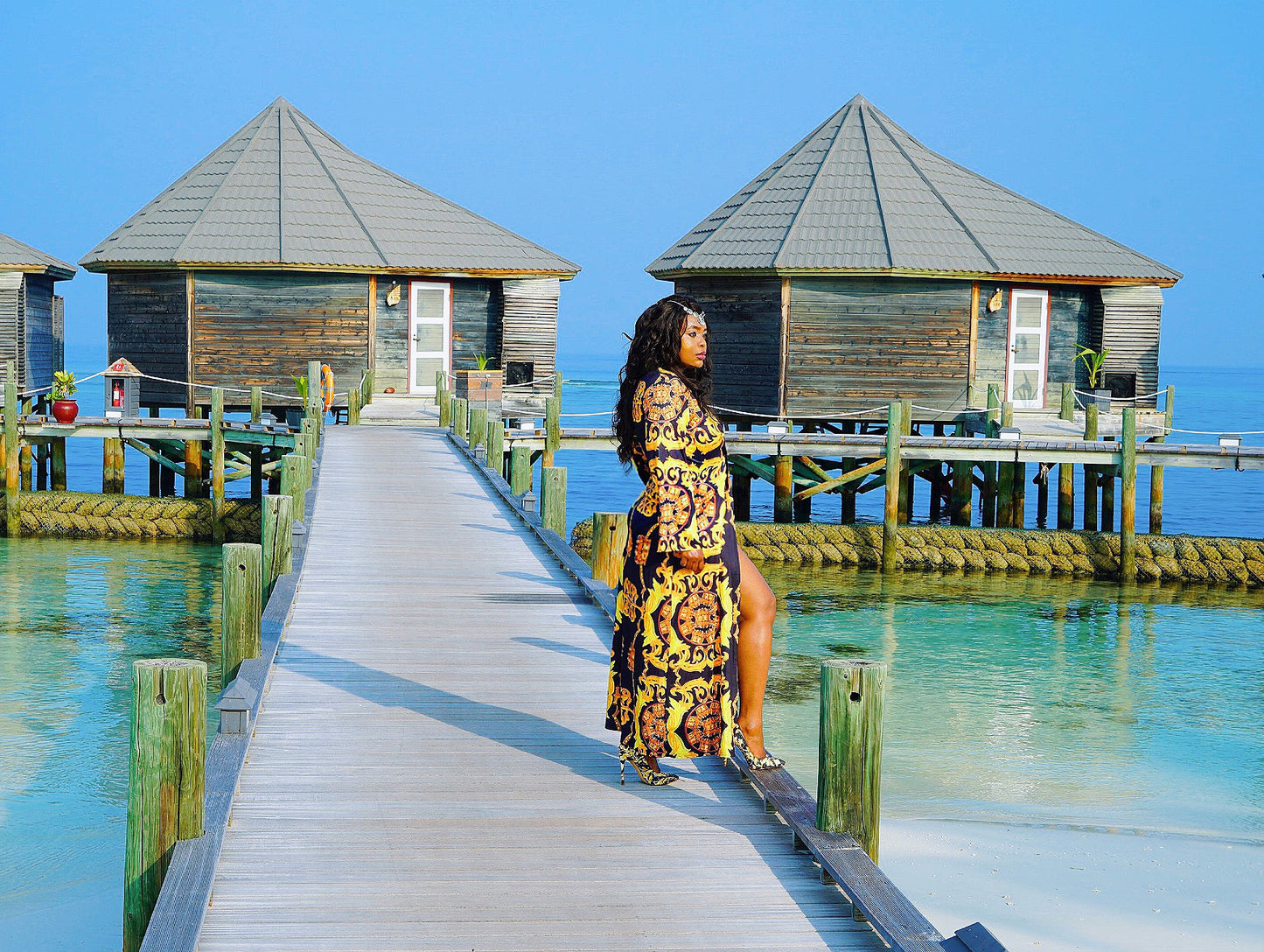Bikini And Wrap Set: Queen of My Heart in Yellow & Black