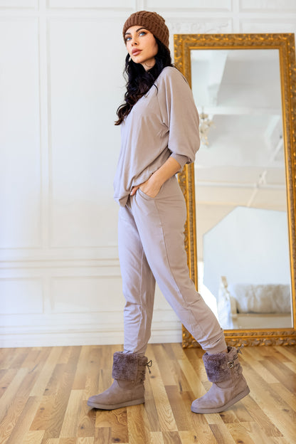 The ALL Day “Me Time” Cozy Lounge Set in Ash Mocha