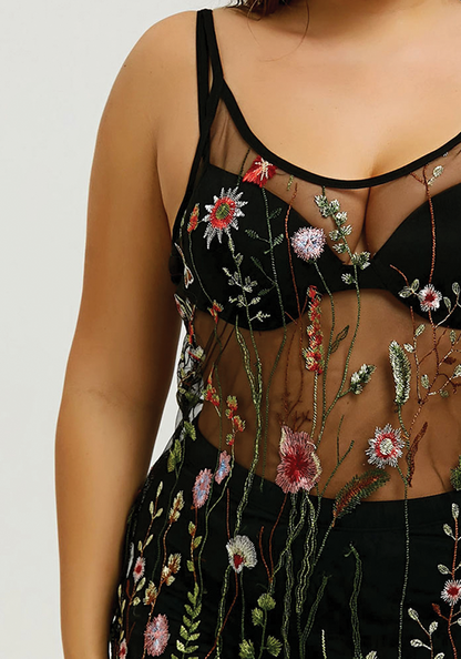 Plus Size Embroidered Slip Beach Dress