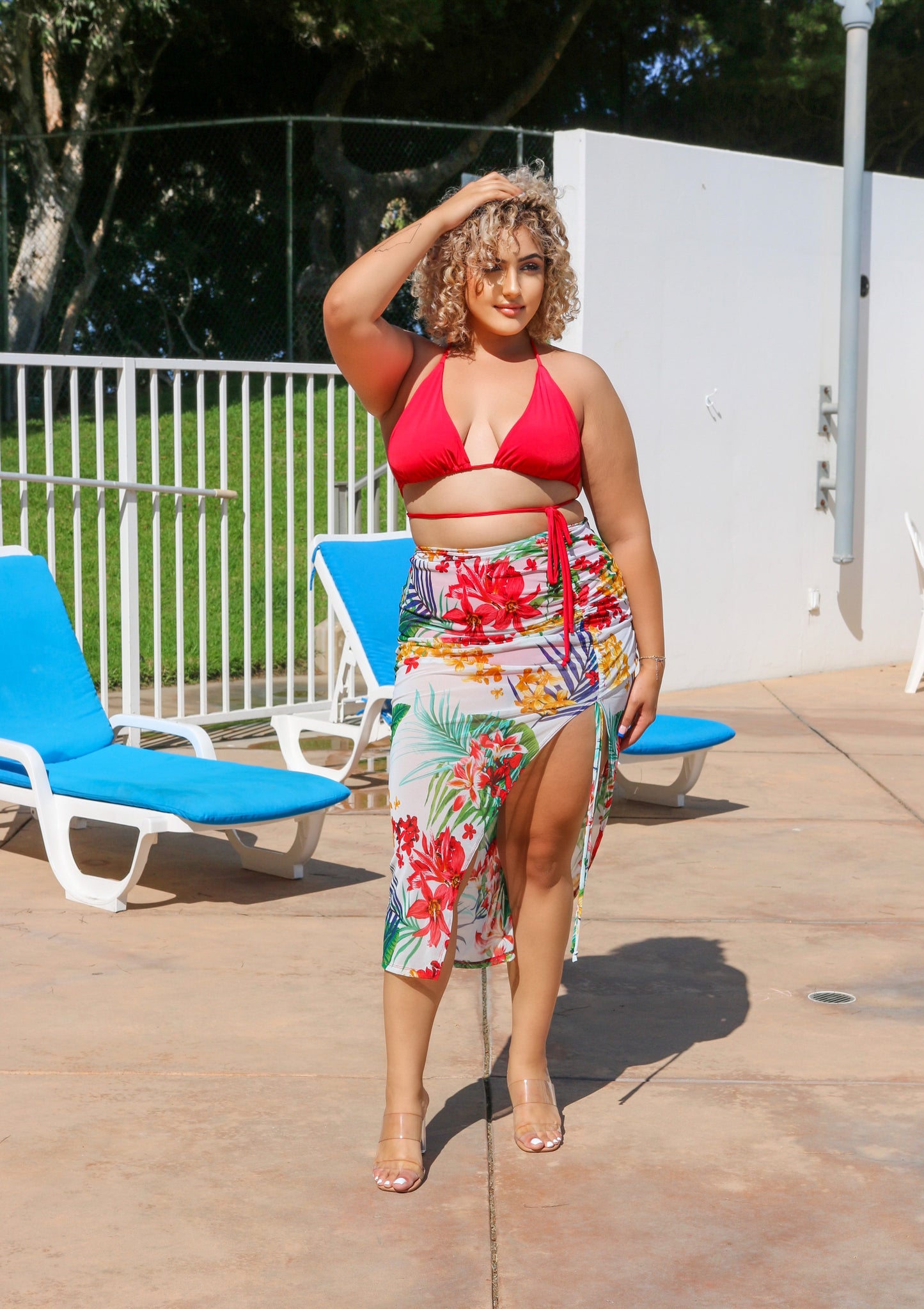 Plus Size Tankini 3 Piece Skirt Set: Oasis Delight