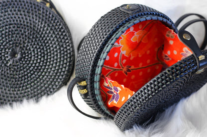 Leather Round Handcrafted Woven Bag