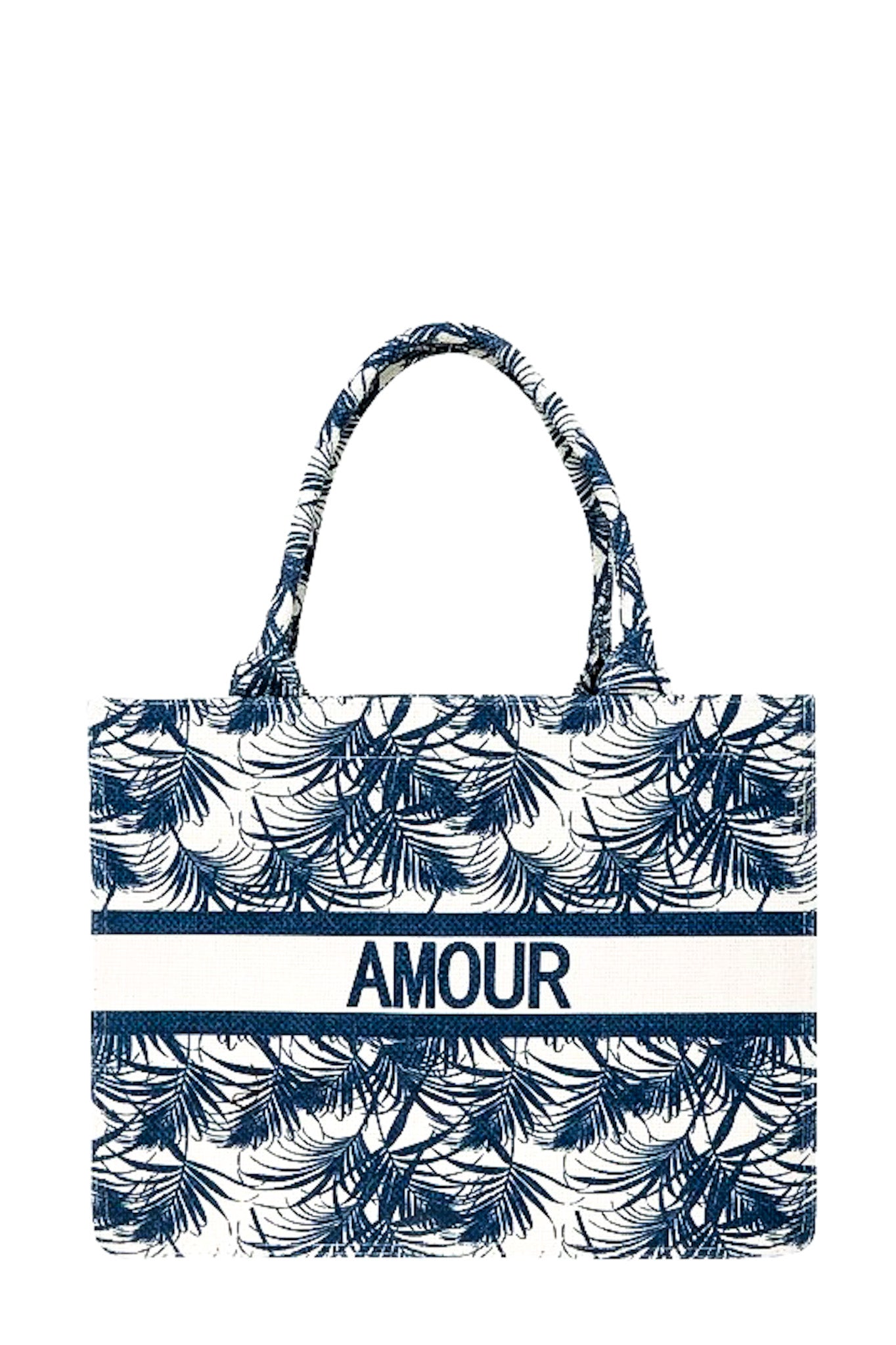 Blue Beach Tote: Amour Tropical Pattern Tote Bag