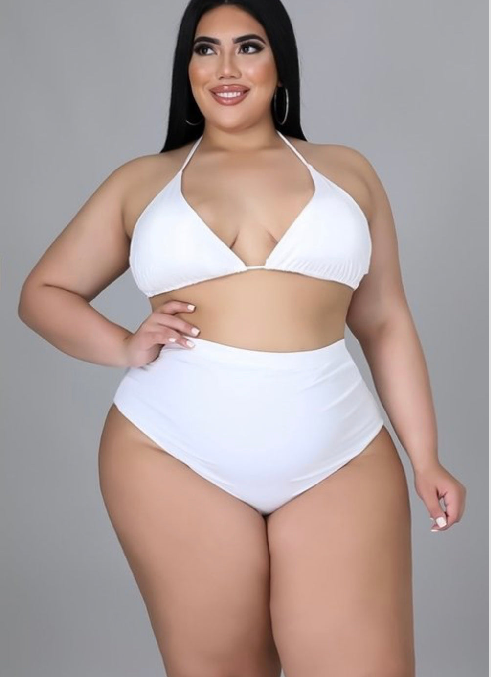 White Plus Size Bikini Set: Caribbean Treasure 3 Piece