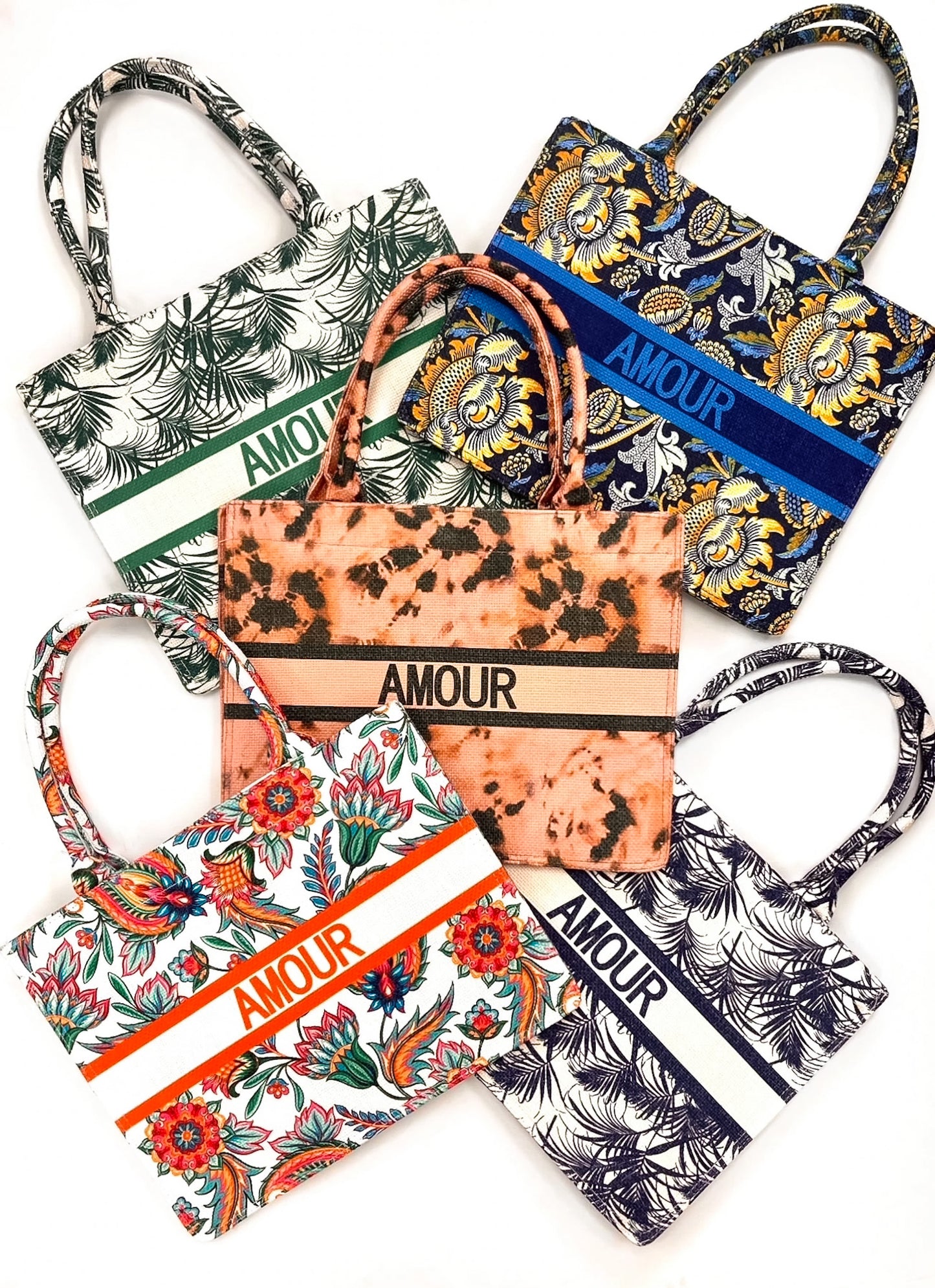 Blue Beach Tote: Amour Tropical Pattern Tote Bag