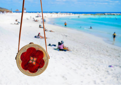 Handmade Rattan Bag: Soleil Brilliant Carved with Pattern