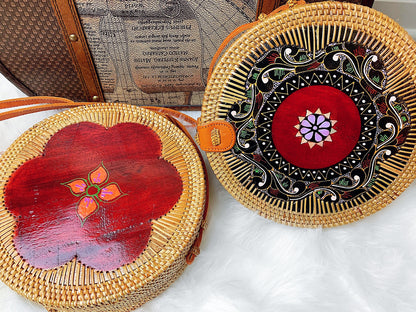 Handmade Rattan Bag: Soleil Brilliant Carved with Pattern
