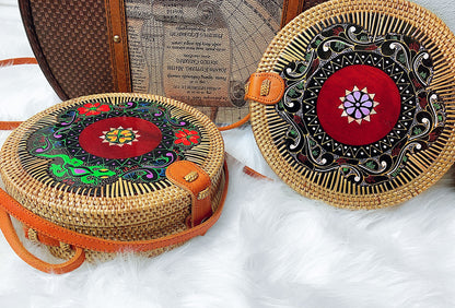 Handmade Rattan Bag: Soleil Brilliant Carved with Pattern