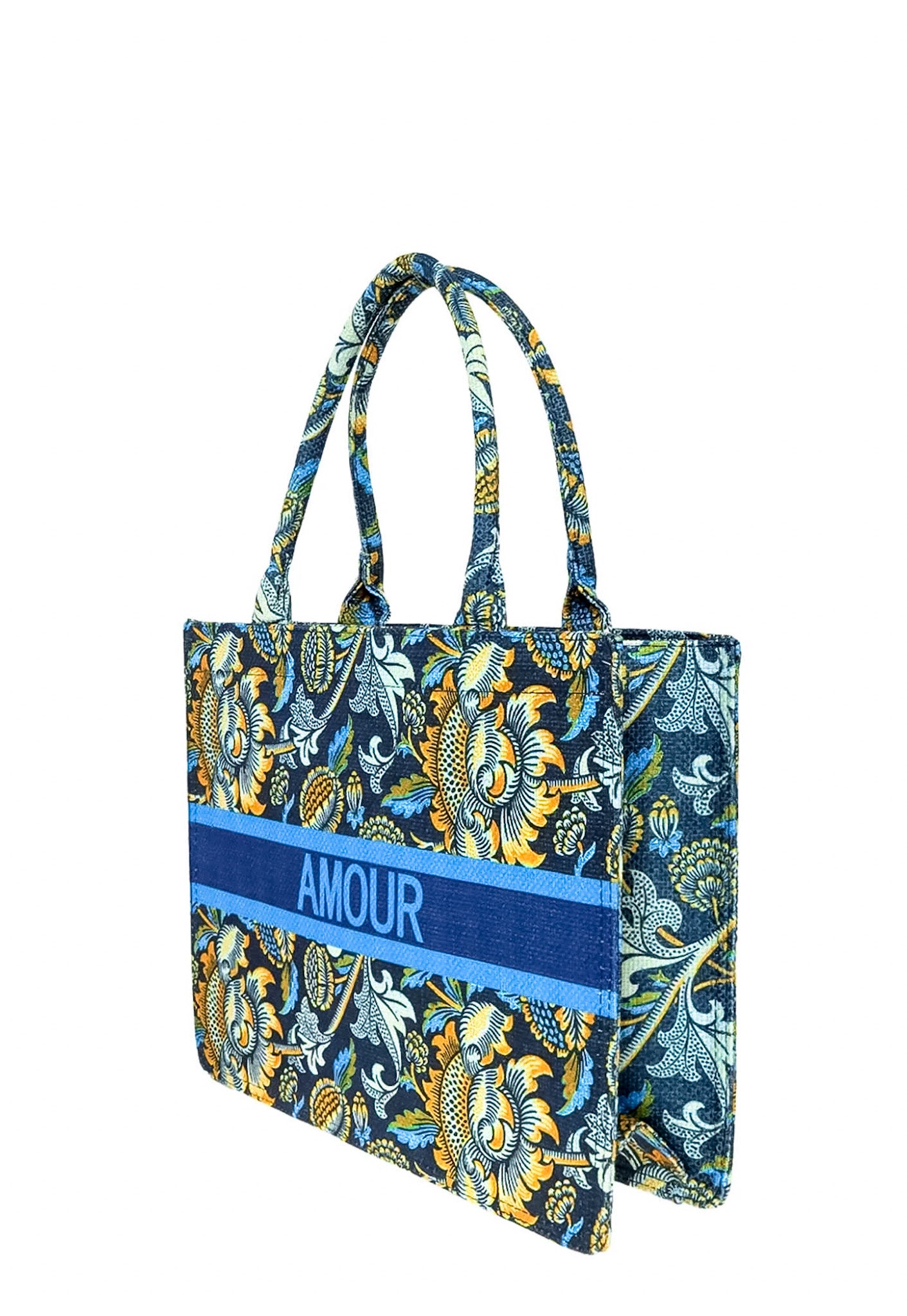 Blue Beach Tote: Amour Tropical Pattern Tote Bag