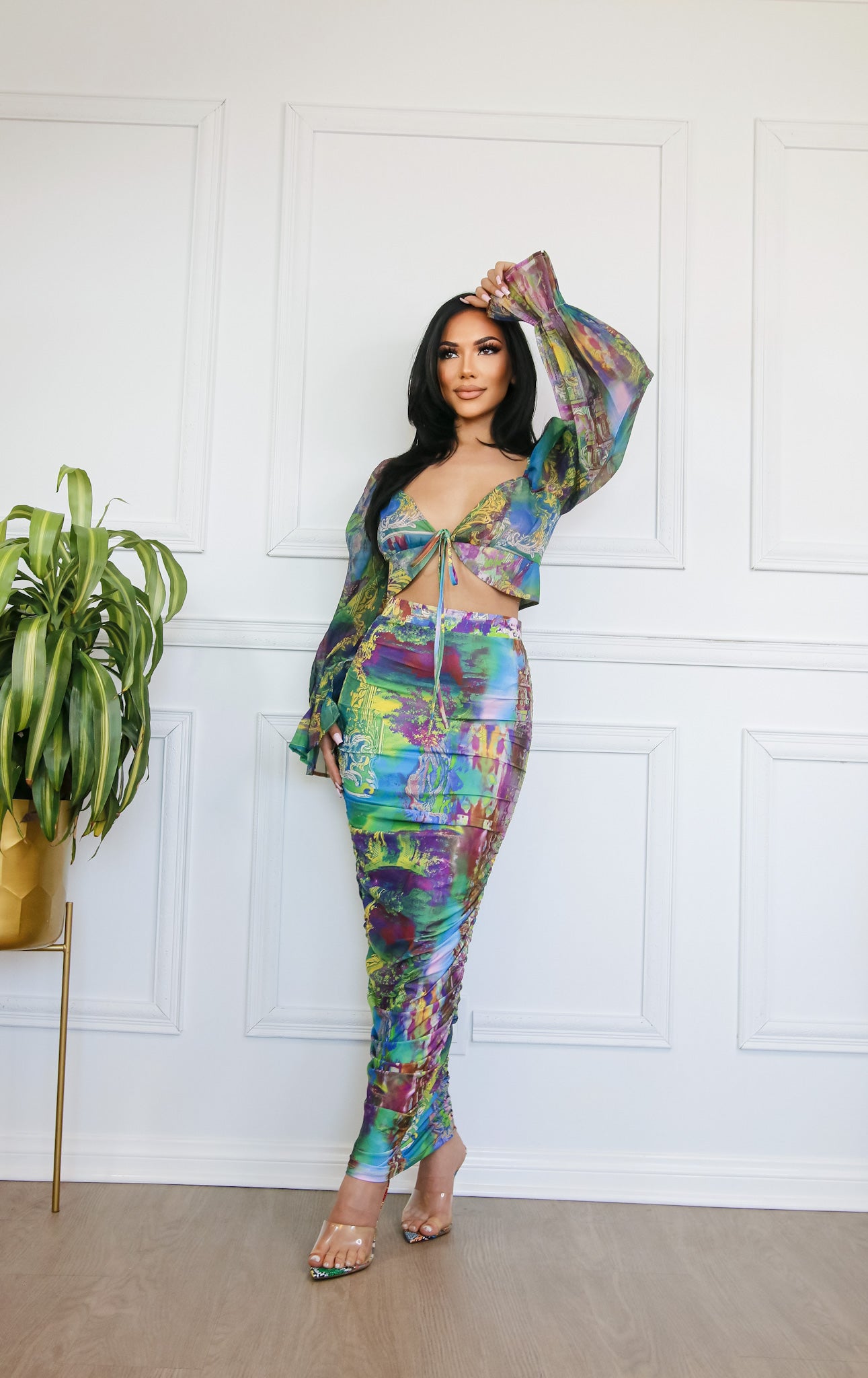 Pencil Skirt and Top Set: League of My Own High Waisted Ruched