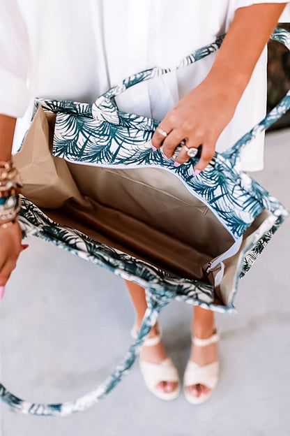Blue Beach Tote: Amour Tropical Pattern Tote Bag