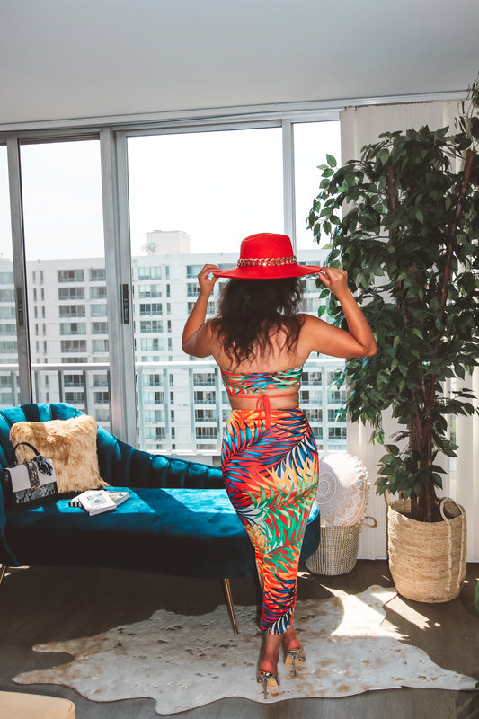 Midi Skirt Set: Tropical Bliss Multi Color