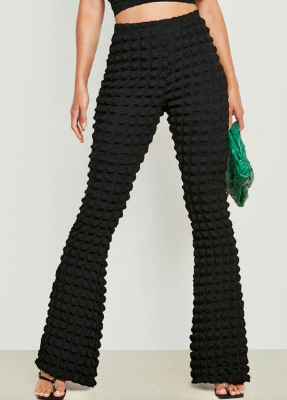 Ladies Flare Pants: Love Struck Popcorn Bubble in Black