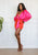 Style and Grace Pink Red Color-Block Satin Drape Front Mini Skirt Set