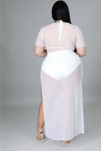 White Plus Size Bikini Set: Caribbean Treasure 3 Piece