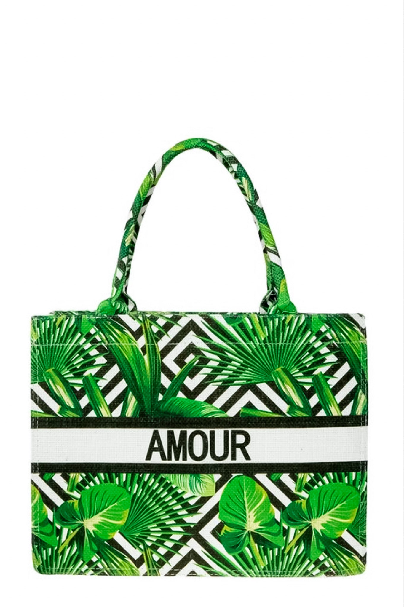 Blue Beach Tote: Amour Tropical Pattern Tote Bag