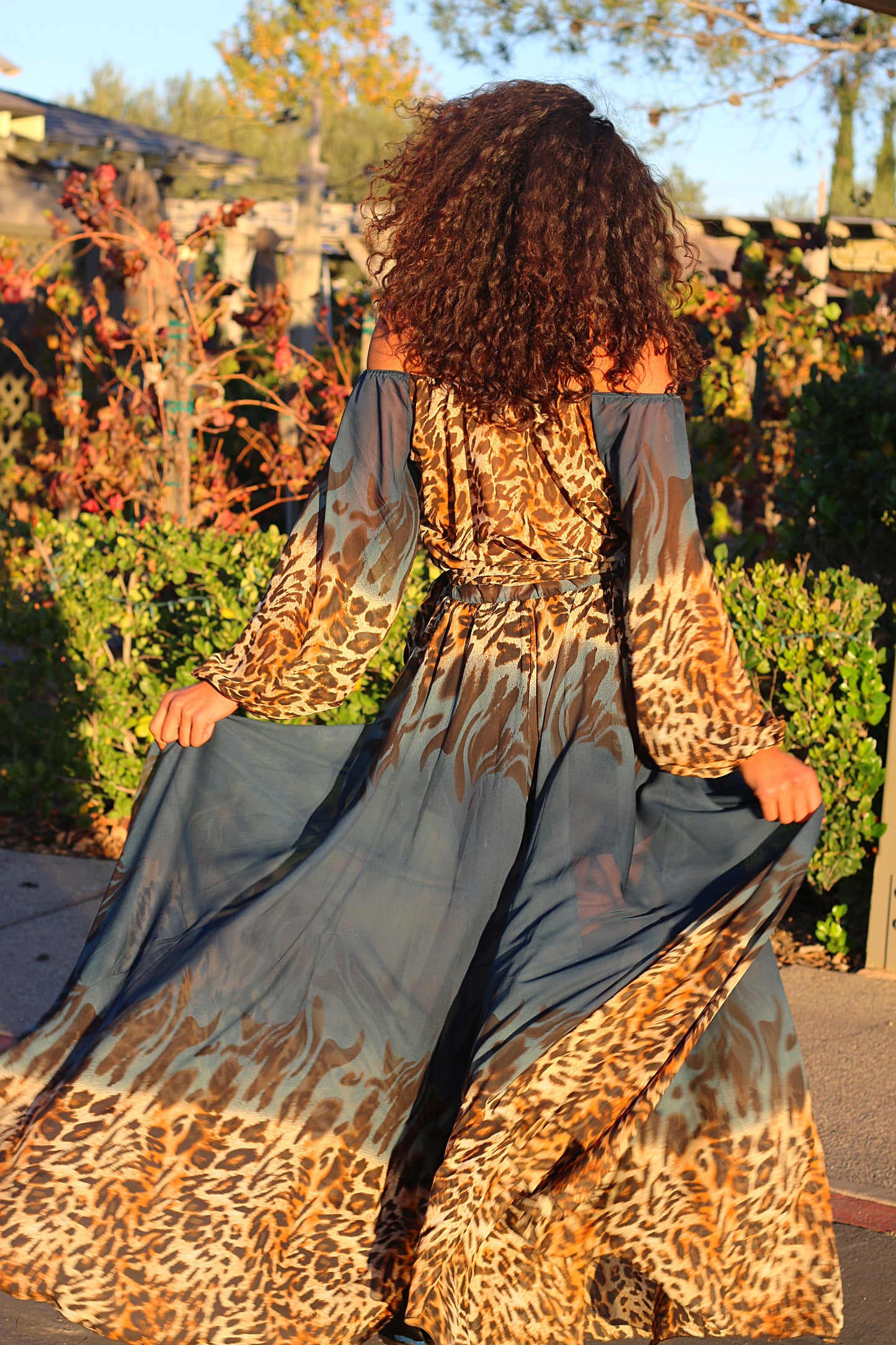 Off The Shoulder Leopard Print Dress with Long Sleeves: Run Wild