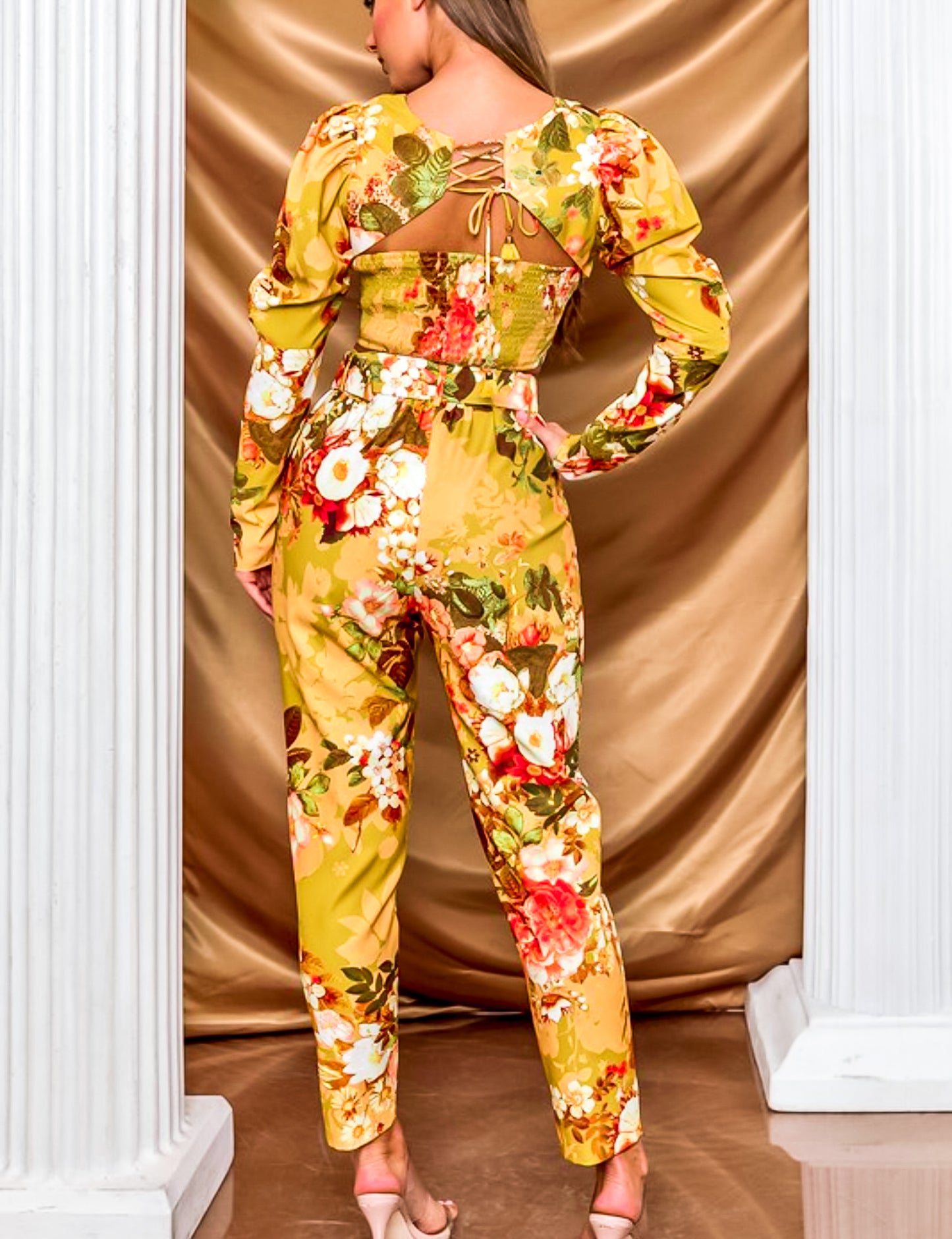Cigarette Pant Set: La Jolie Fleur Floral Print