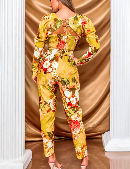 Cigarette Pant Set: La Jolie Fleur Floral Print