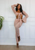 Beautiful Chaos Off Shoulder Blush Tie Front Crop & Ruched Pant Sets