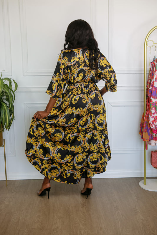 Maxi Wrap Dress: Spark My Love Asymmetrical Pattern