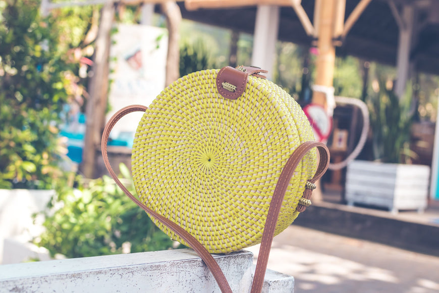 Leather Round Handcrafted Woven Bag