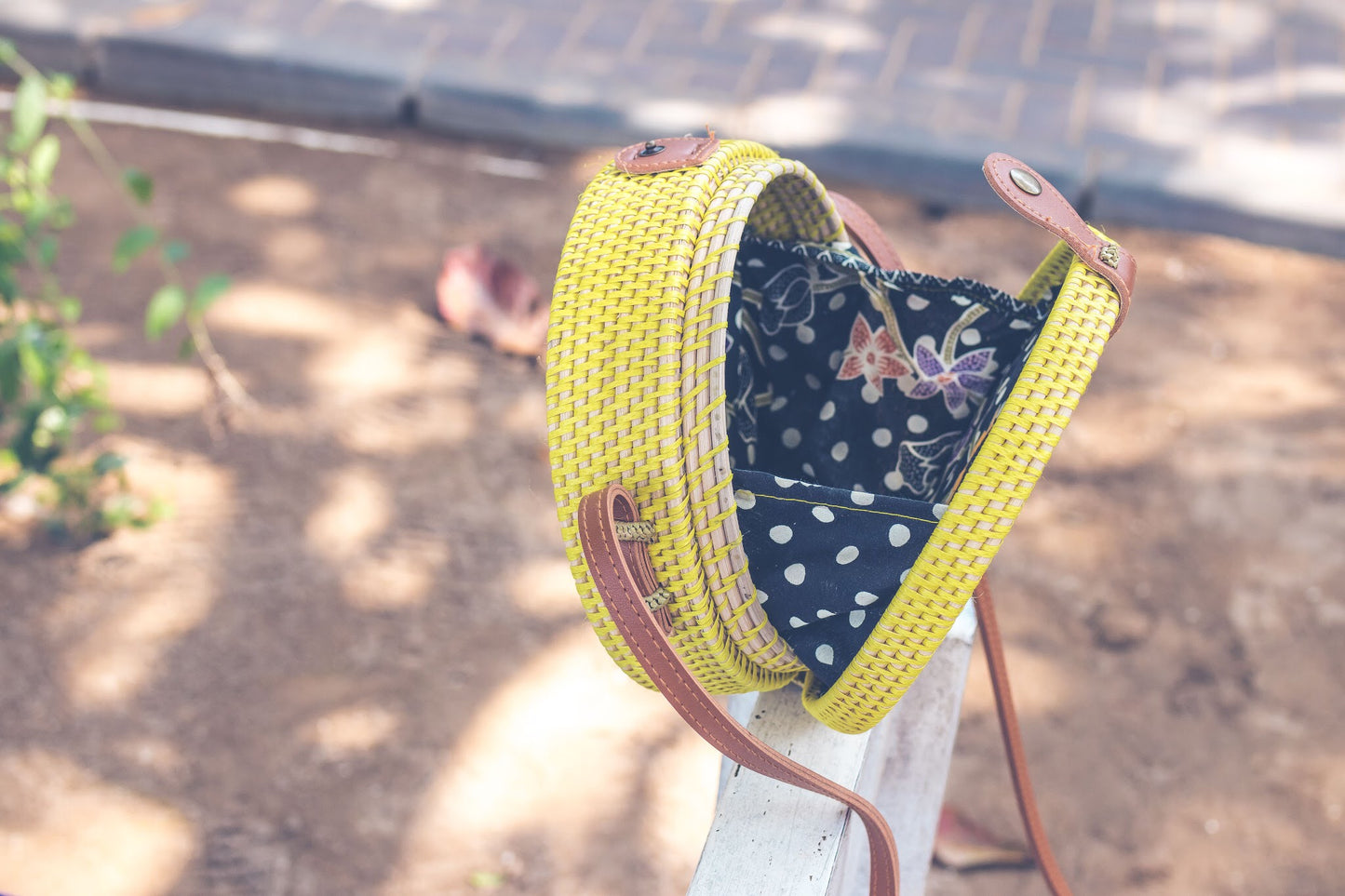 Leather Round Handcrafted Woven Bag
