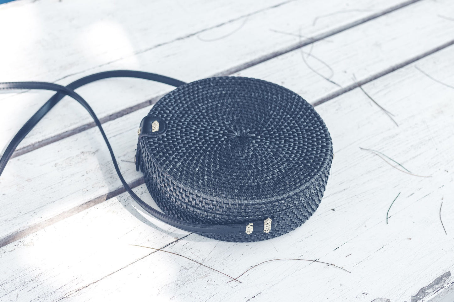 Leather Round Handcrafted Woven Bag