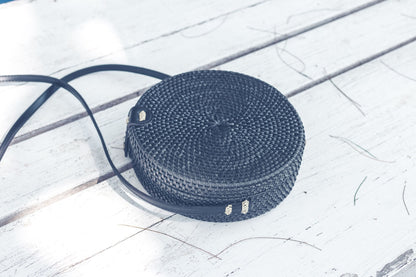 Leather Round Handcrafted Woven Bag